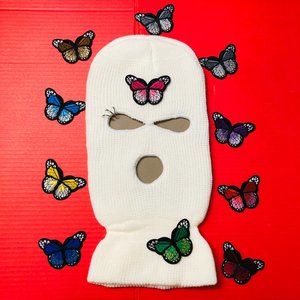 Butterflies Patches oring pierces white Ski Mask